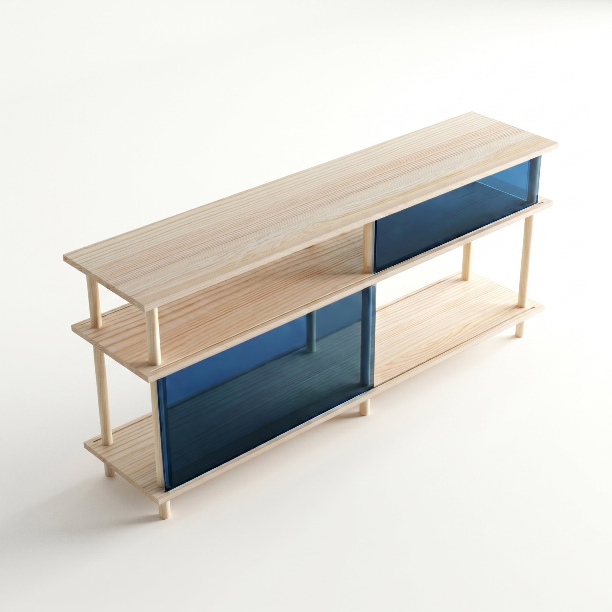 Étagère basse à 3 niveaux en plexiglas