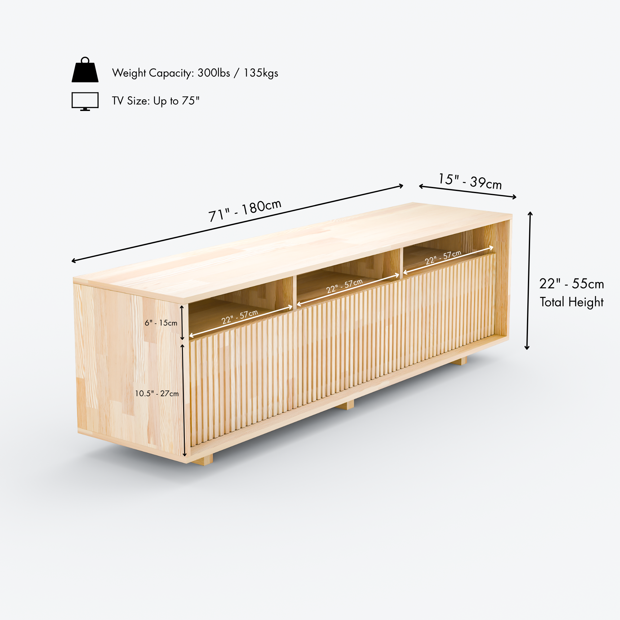 Medienkonsole und TV-Ständer aus Massivholz M7
