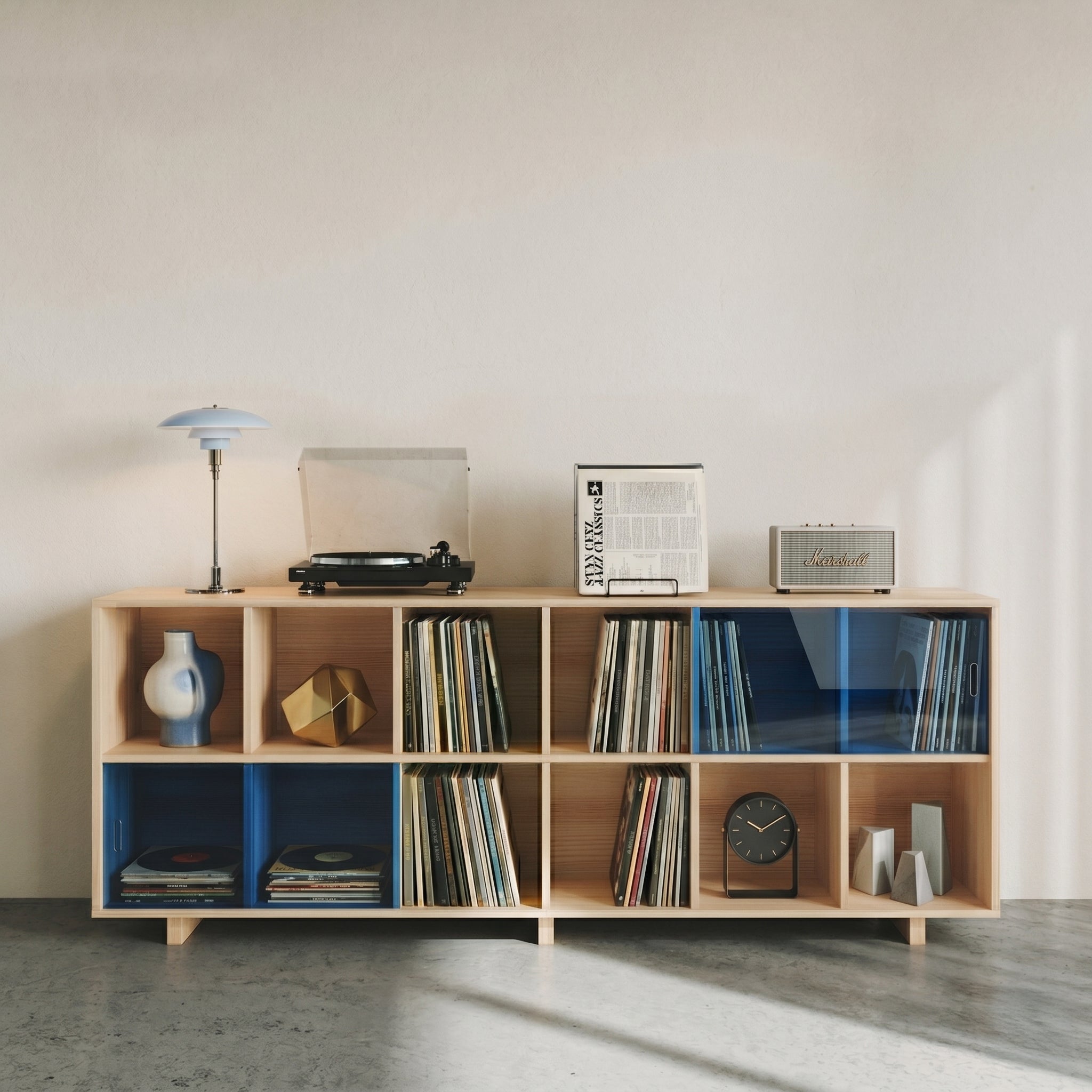 Support pour platine vinyle et étagère basse ouverte