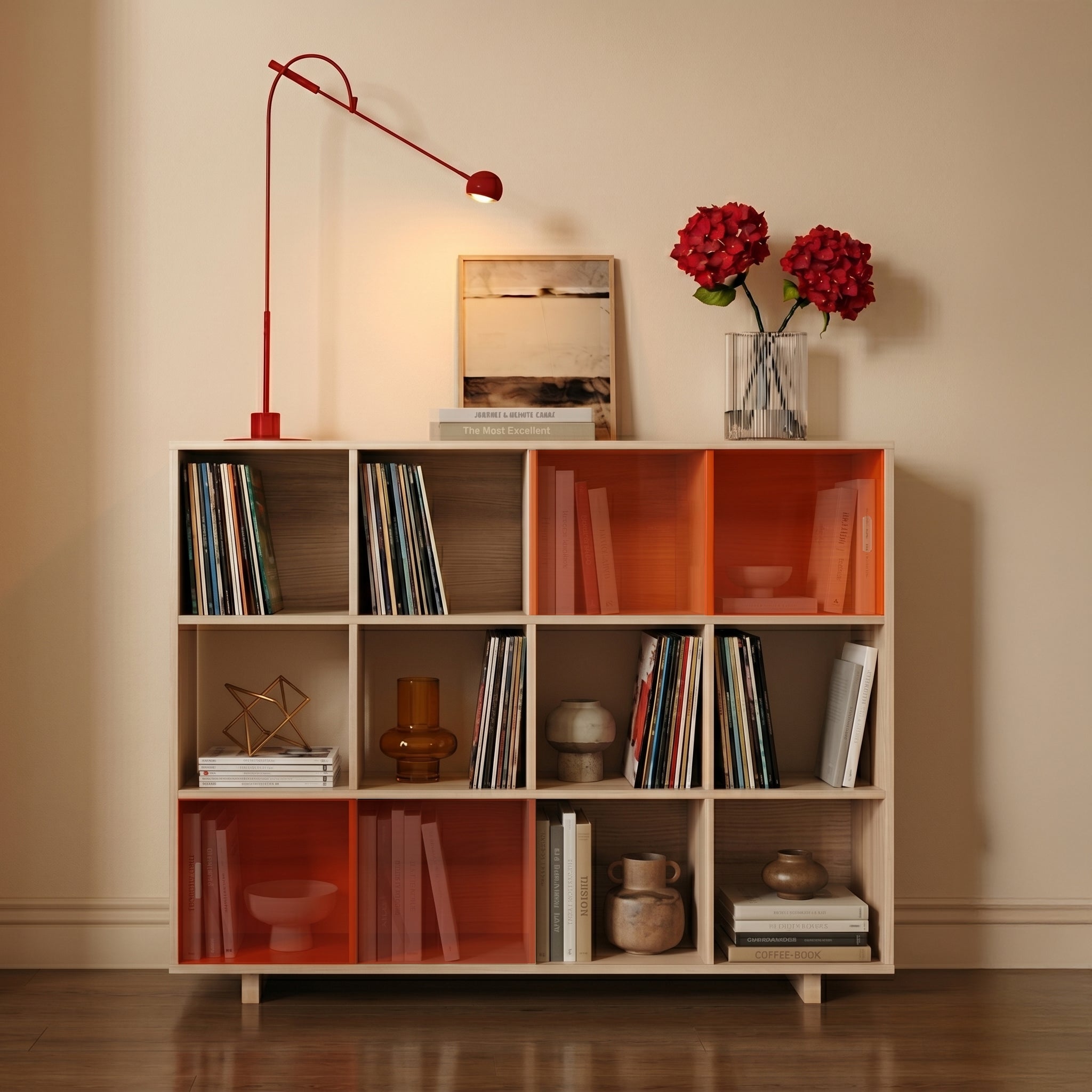 Plattenspielerständer & offenes niedriges Bücherregal