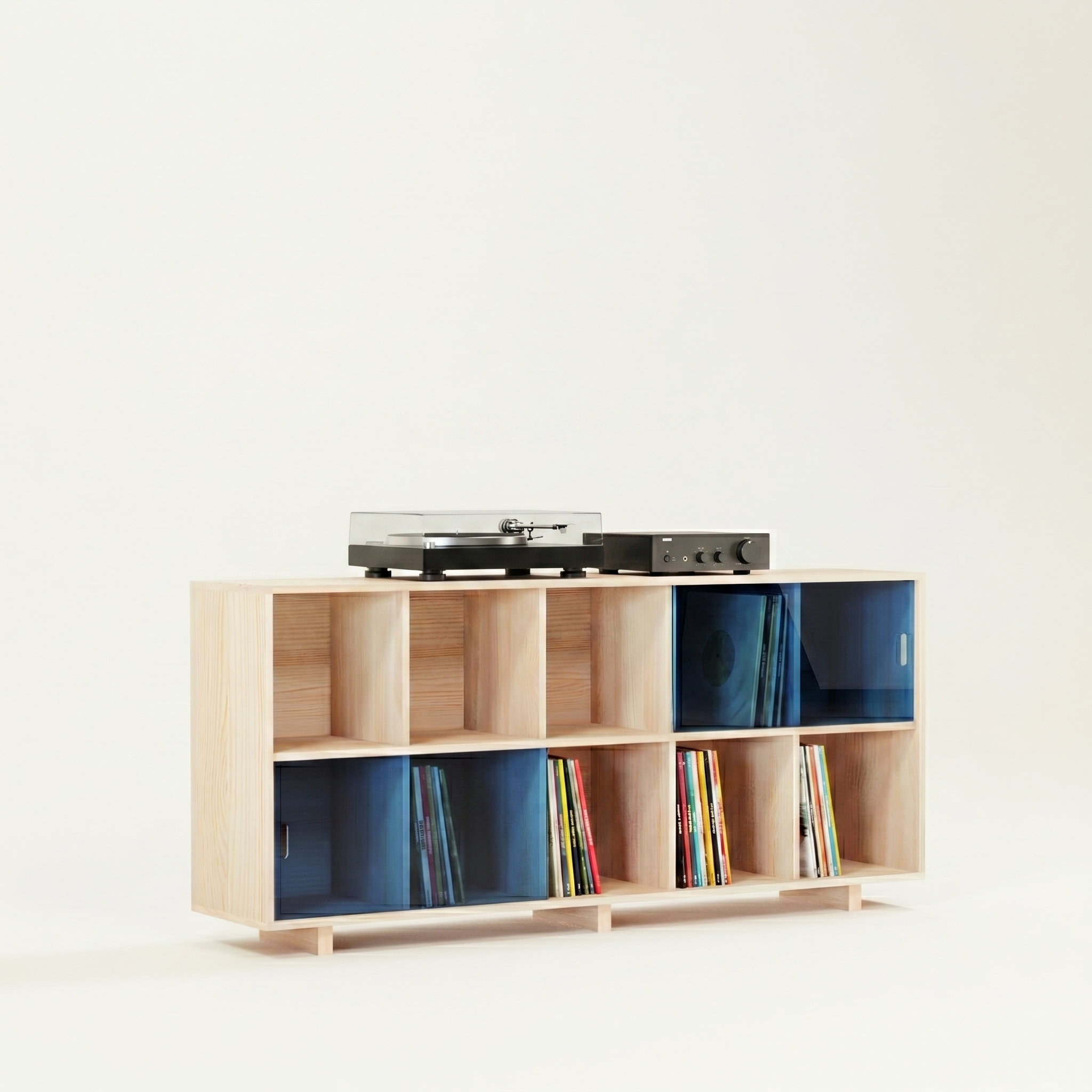 Support pour platine vinyle et étagère basse ouverte