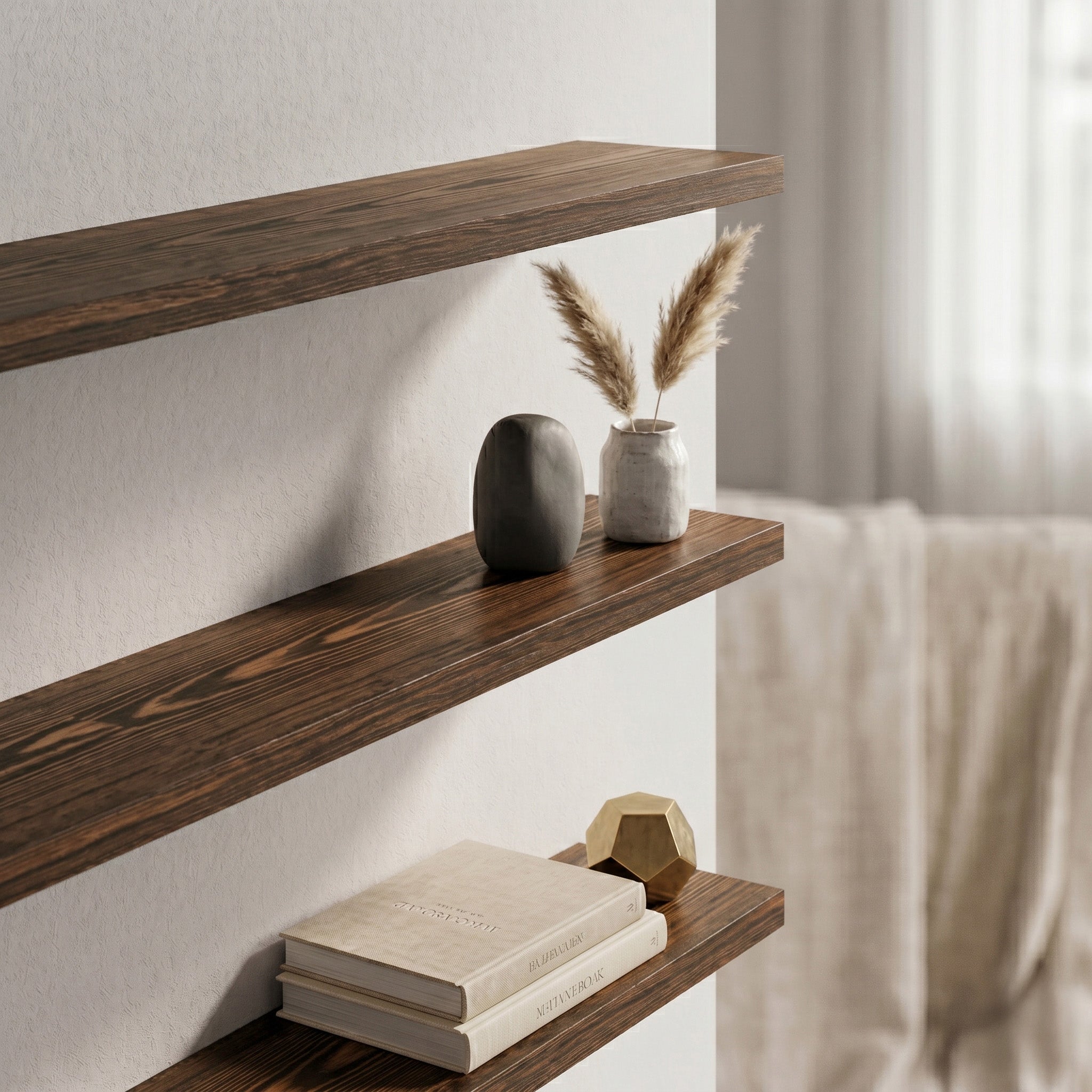 Solid Wood Floating Shelf, Wall Mounted Shelf
