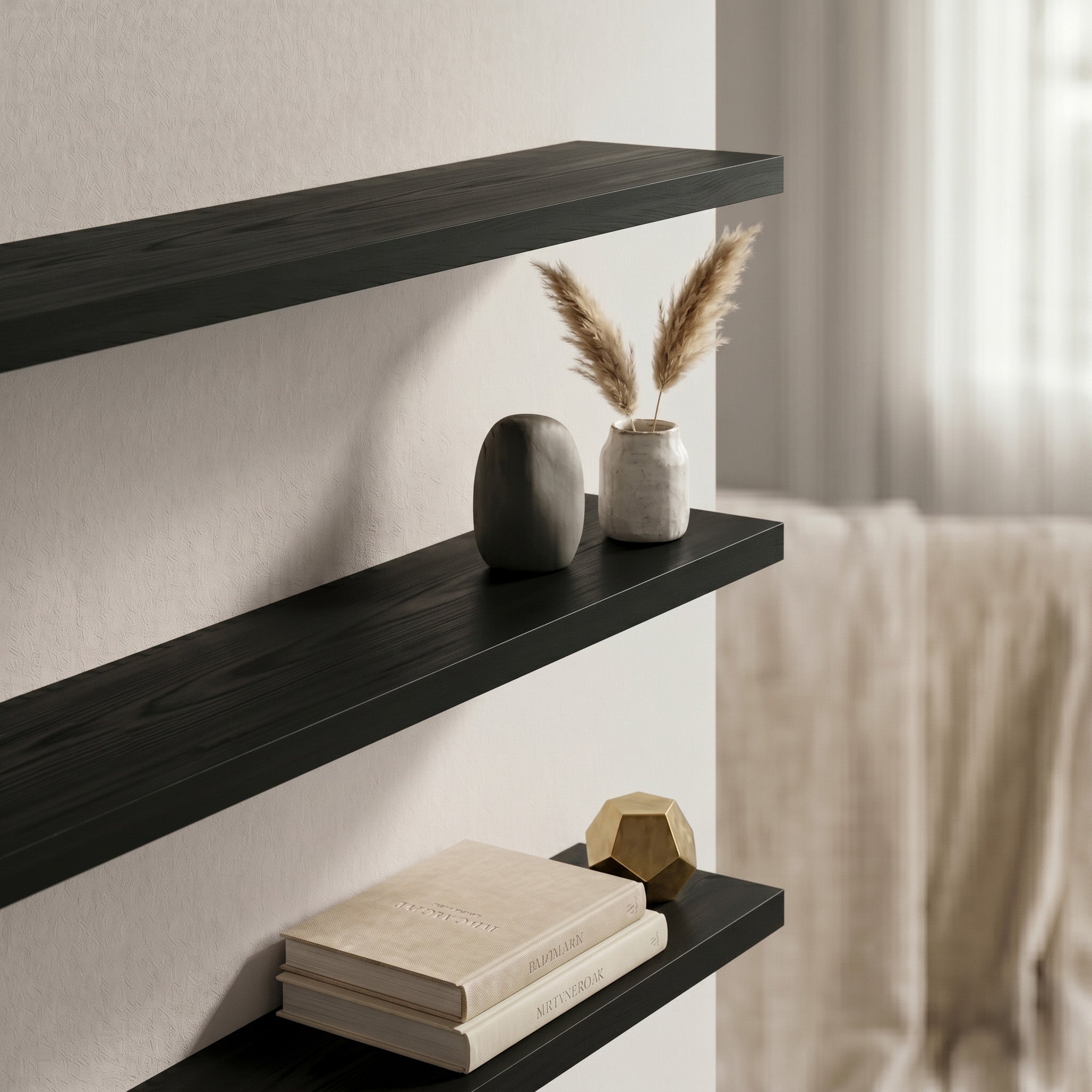 Solid Wood Floating Shelf, Wall Mounted Shelf
