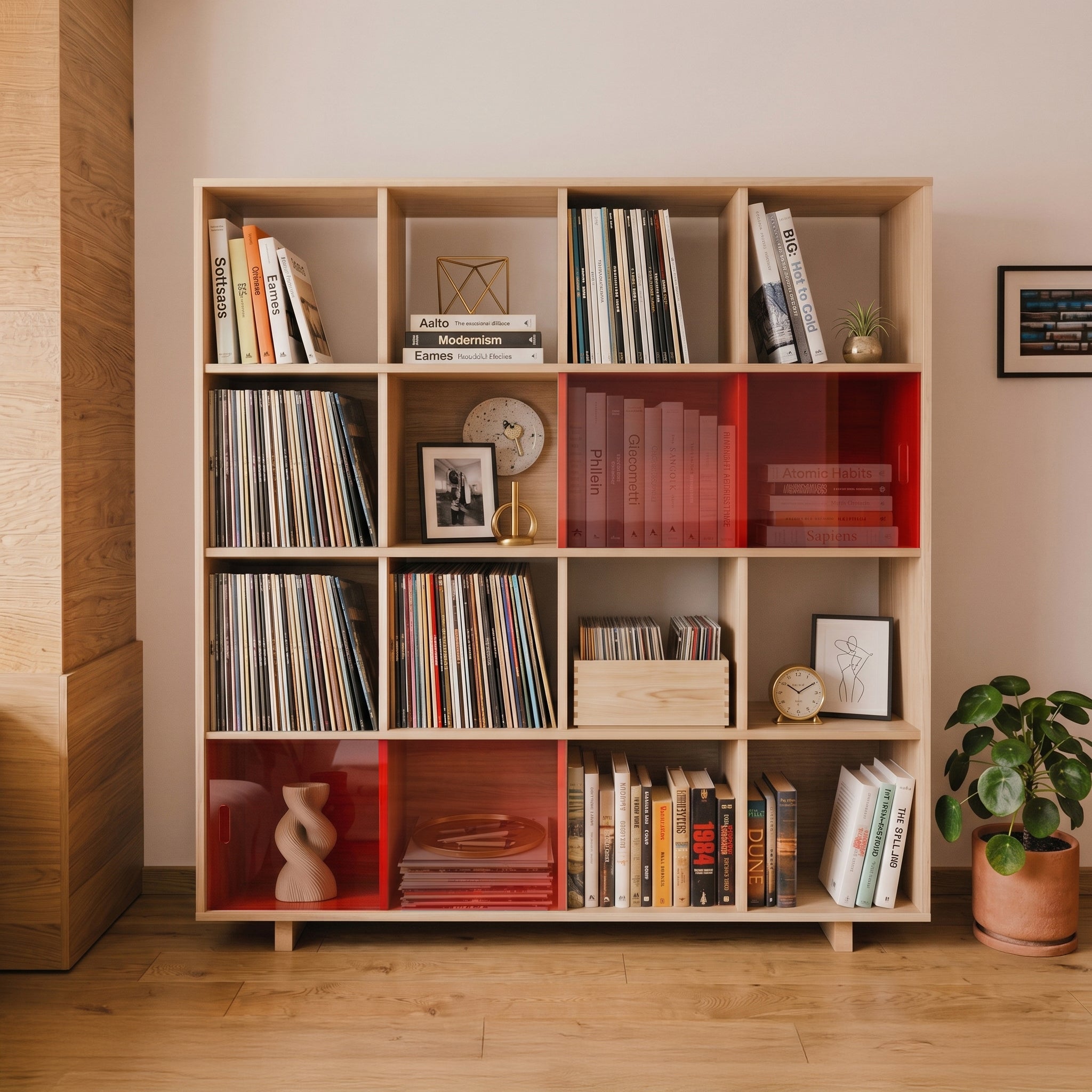 Support pour platine vinyle et étagère basse ouverte