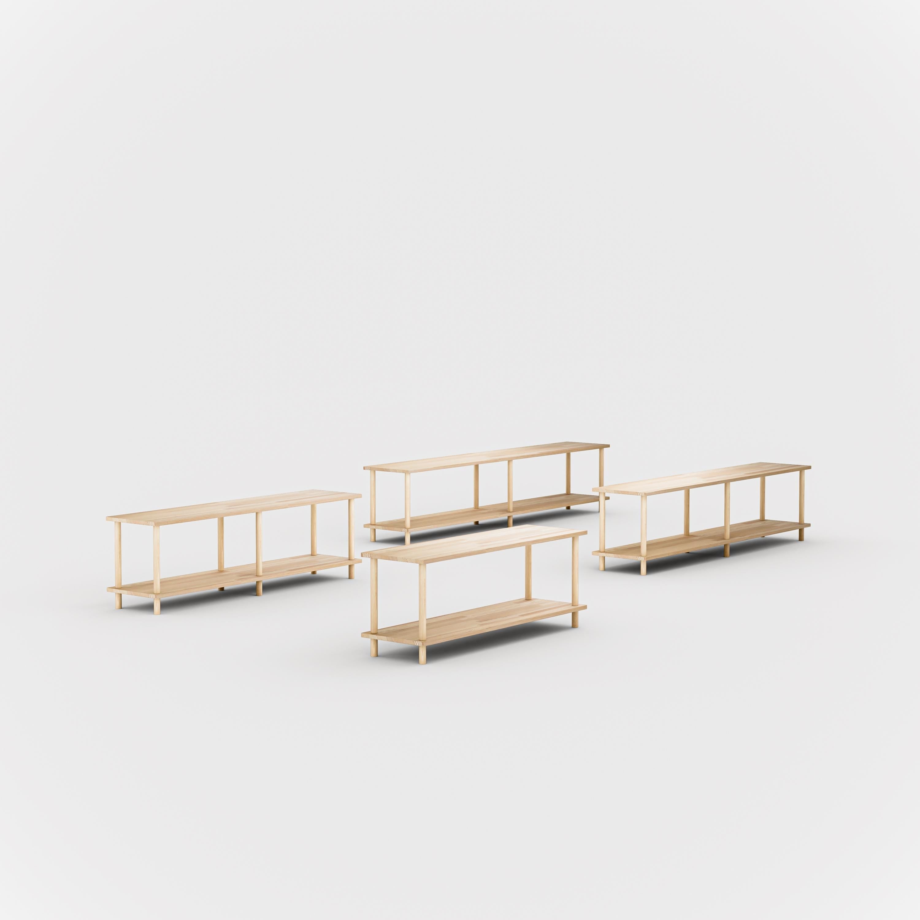 Niedriges 2-stöckiges Regal aus Massivholz