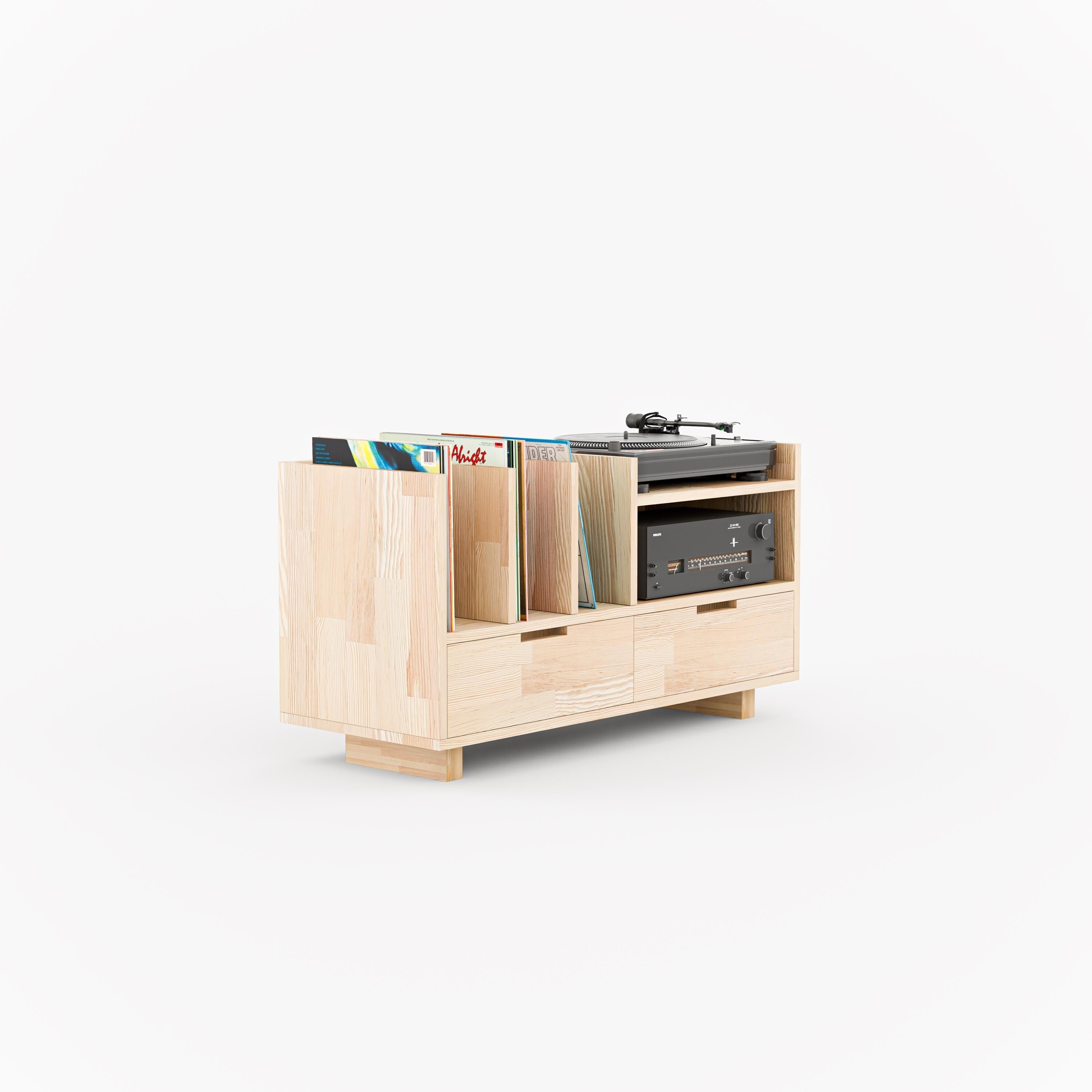 Vinyl Record Display Stand with Drawers