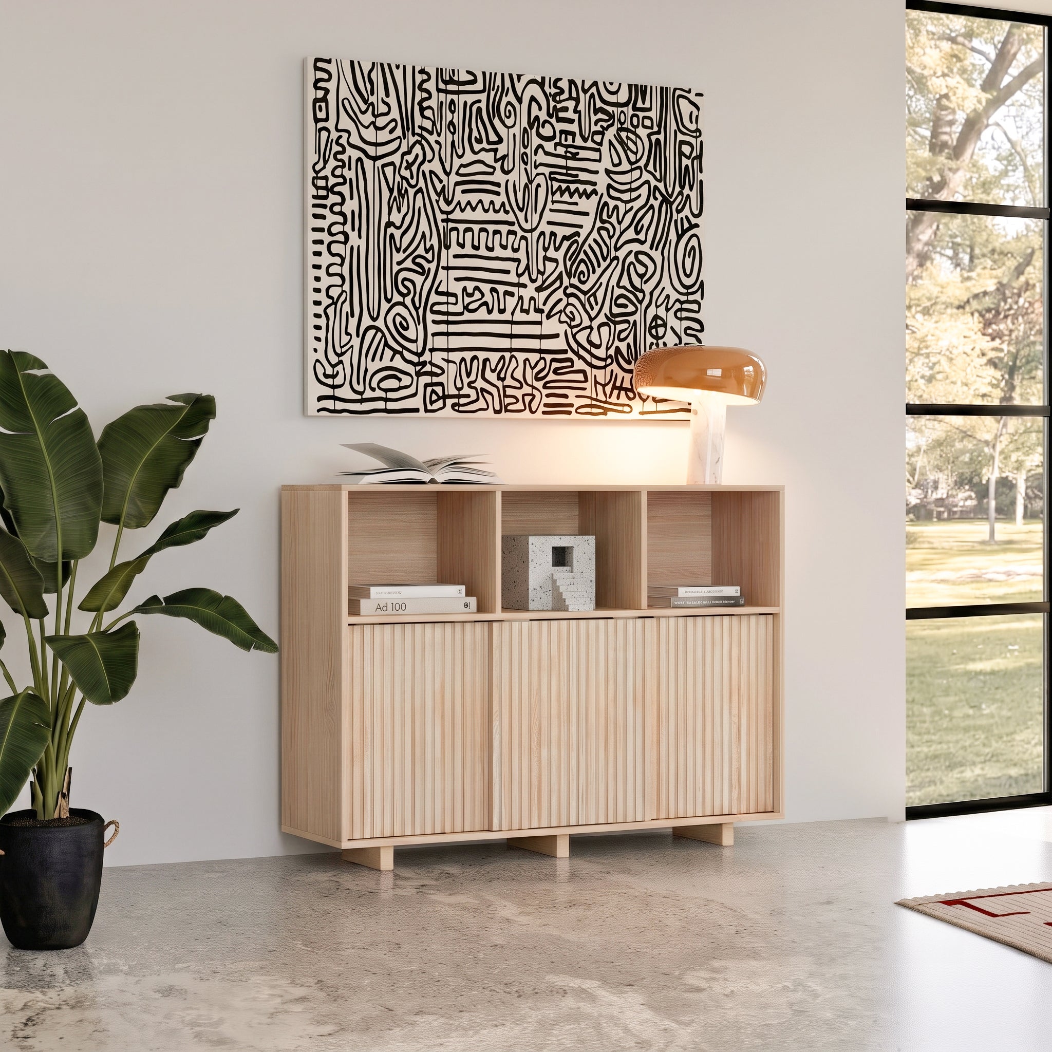 Credenza alta in legno massello